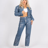 Fae Silver Metallic Boxy Denim Jacket - Liquor n Poker