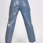 Fae Silver Metallic Straight Leg Jeans - Liquor n Poker