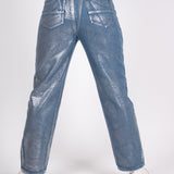 Fae Silver Metallic Straight Leg Jeans - Liquor n Poker