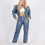 Fae Silver Metallic Straight Leg Jeans - Liquor n Poker