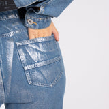 Fae Silver Metallic Straight Leg Jeans - Liquor n Poker