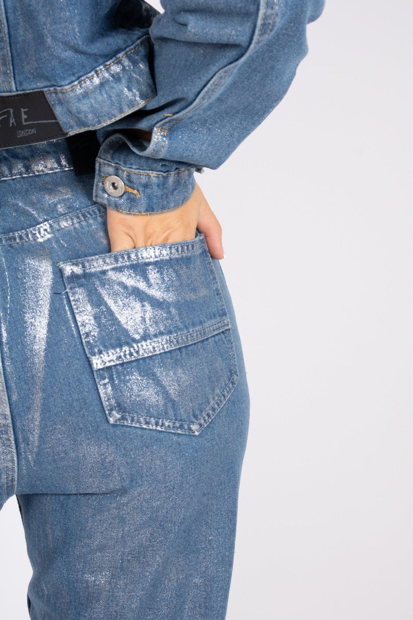 Fae Silver Metallic Straight Leg Jeans - Liquor n Poker