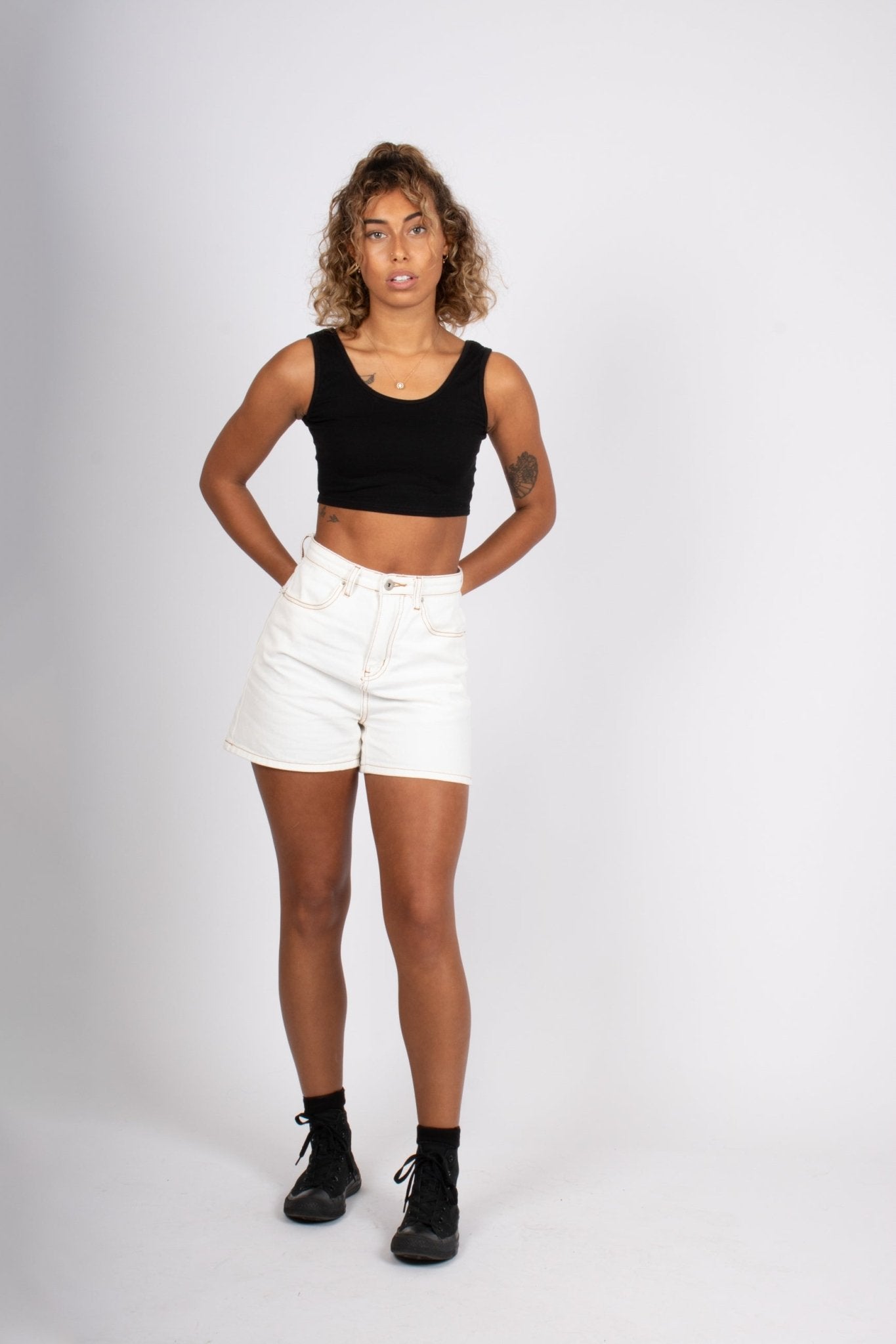 Fae White High - Waisted Denim Shorts - Liquor n Poker