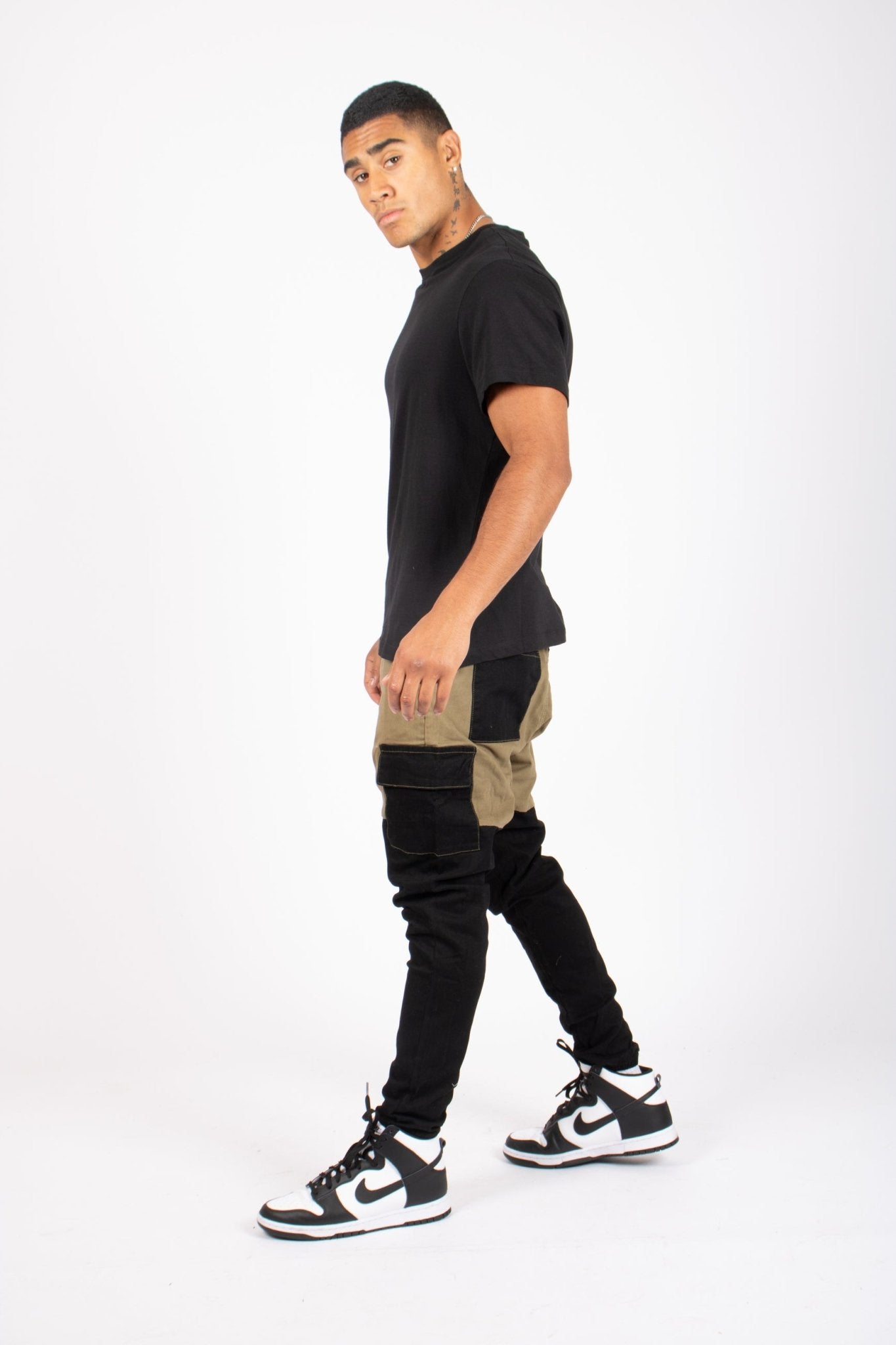 Faro Black & Khaki Contrast Relaxed Denim Jogger - Liquor n Poker