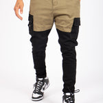 Faro Black & Khaki Contrast Relaxed Denim Jogger - Liquor n Poker