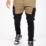Faro Black & Khaki Contrast Relaxed Denim Jogger - Liquor n Poker