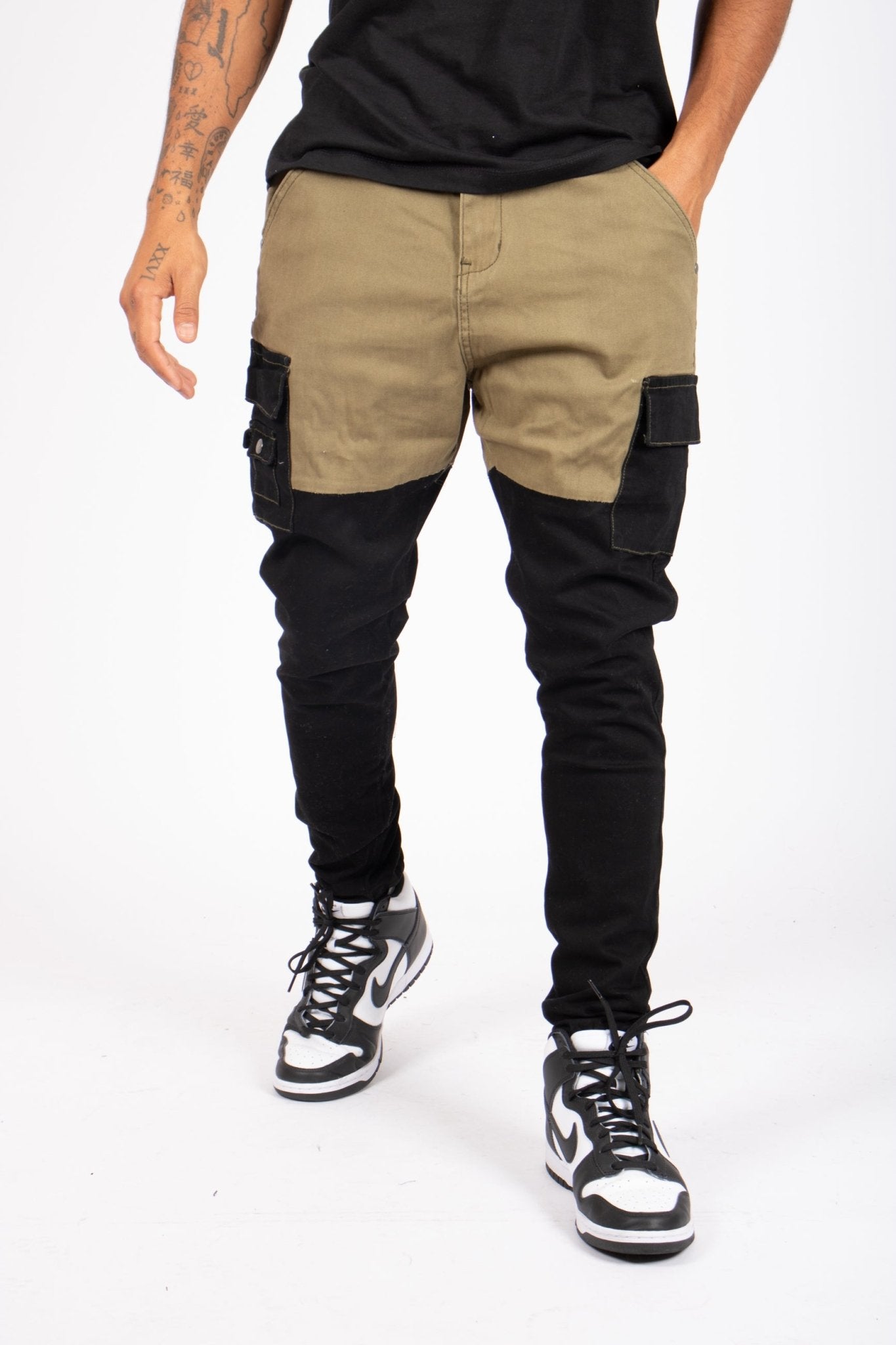 Faro Black & Khaki Contrast Relaxed Denim Jogger - Liquor n Poker