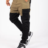 Faro Black & Khaki Contrast Relaxed Denim Jogger - Liquor n Poker