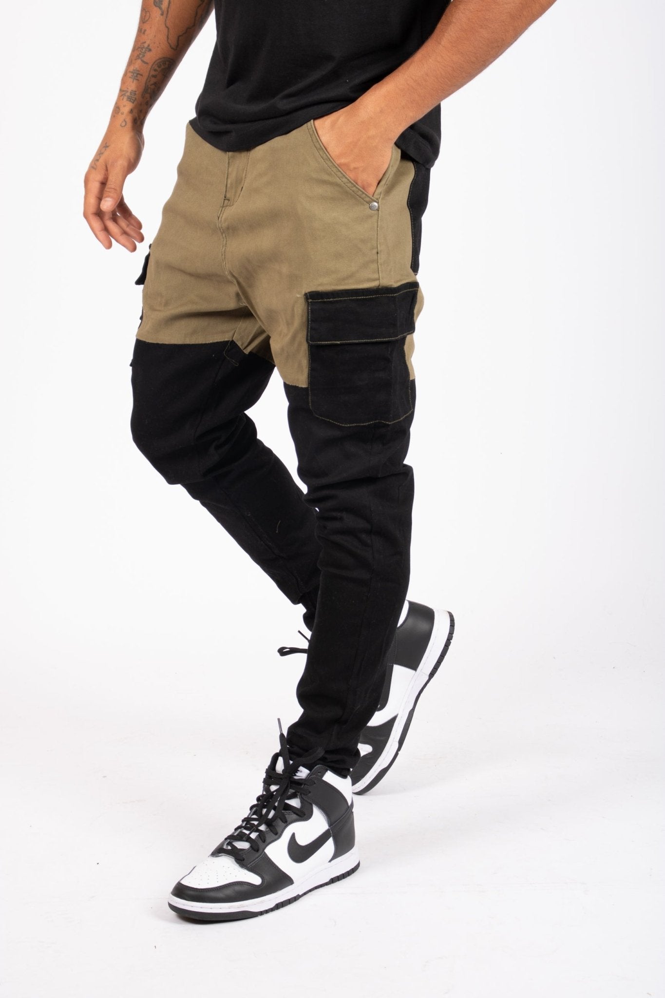 Faro Black & Khaki Contrast Relaxed Denim Jogger - Liquor n Poker