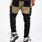 Faro Black & Khaki Contrast Relaxed Denim Jogger - Liquor n Poker