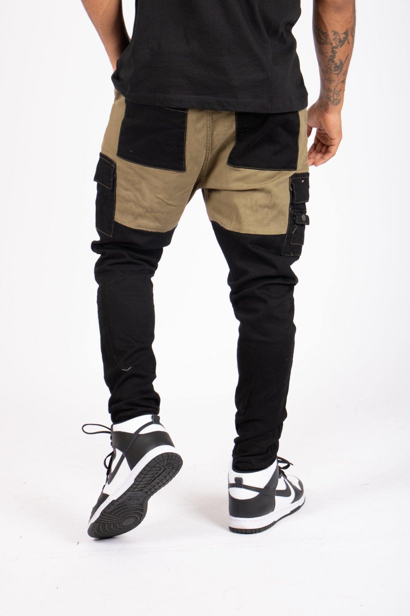 Faro Black & Khaki Contrast Relaxed Denim Jogger - Liquor n Poker