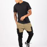 Faro Black & Khaki Contrast Relaxed Denim Jogger - Liquor n Poker