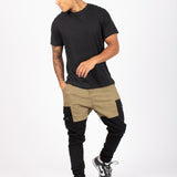 Faro Black & Khaki Contrast Relaxed Denim Jogger - Liquor n Poker