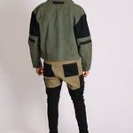 Faro Oversized Black & Khaki Contrast Utility Denim Jacket - Liquor n Poker