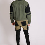 Faro Oversized Black & Khaki Contrast Utility Denim Jacket - Liquor n Poker