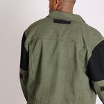 Faro Oversized Black & Khaki Contrast Utility Denim Jacket - Liquor n Poker