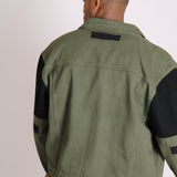 Faro Oversized Black & Khaki Contrast Utility Denim Jacket - Liquor n Poker