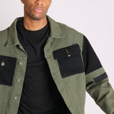 Faro Oversized Black & Khaki Contrast Utility Denim Jacket - Liquor n Poker