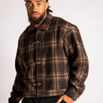 Fireman Buckle Detail Long Sleeve Flannel Shirt In Brown - Liquor n Poker