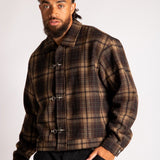 Fireman Buckle Detail Long Sleeve Flannel Shirt In Brown - Liquor n Poker