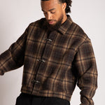 Fireman Buckle Detail Long Sleeve Flannel Shirt In Brown - Liquor n Poker