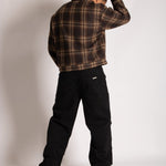 Fireman Buckle Detail Long Sleeve Flannel Shirt In Brown - Liquor n Poker
