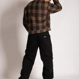 Fireman Buckle Detail Long Sleeve Flannel Shirt In Brown - Liquor n Poker