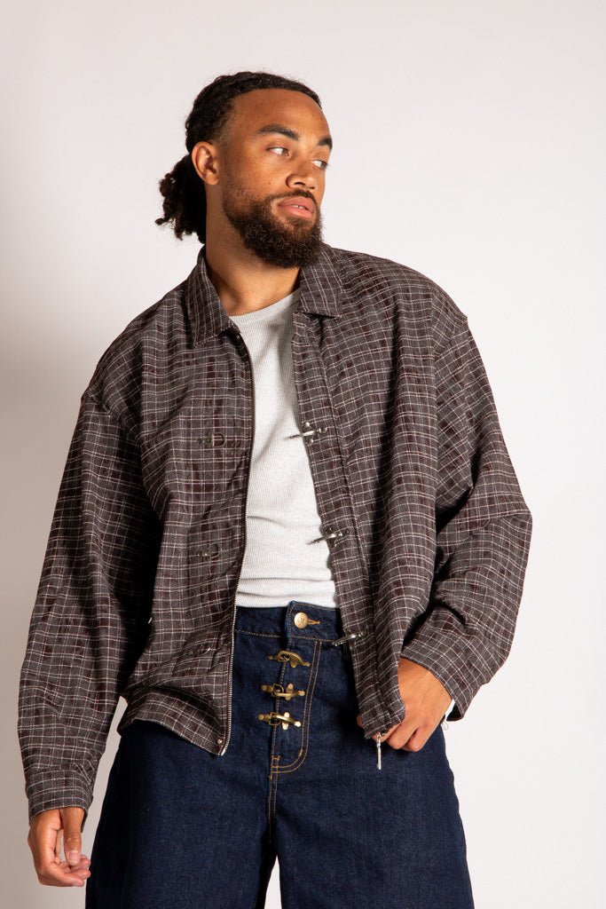 Fireman Buckle Flannel Shirt In Brown - Liquor n Poker