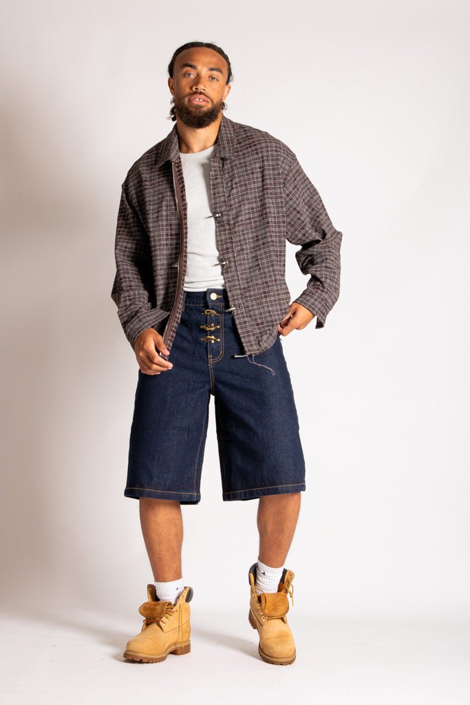 Fireman Buckle Flannel Shirt In Brown - Liquor n Poker