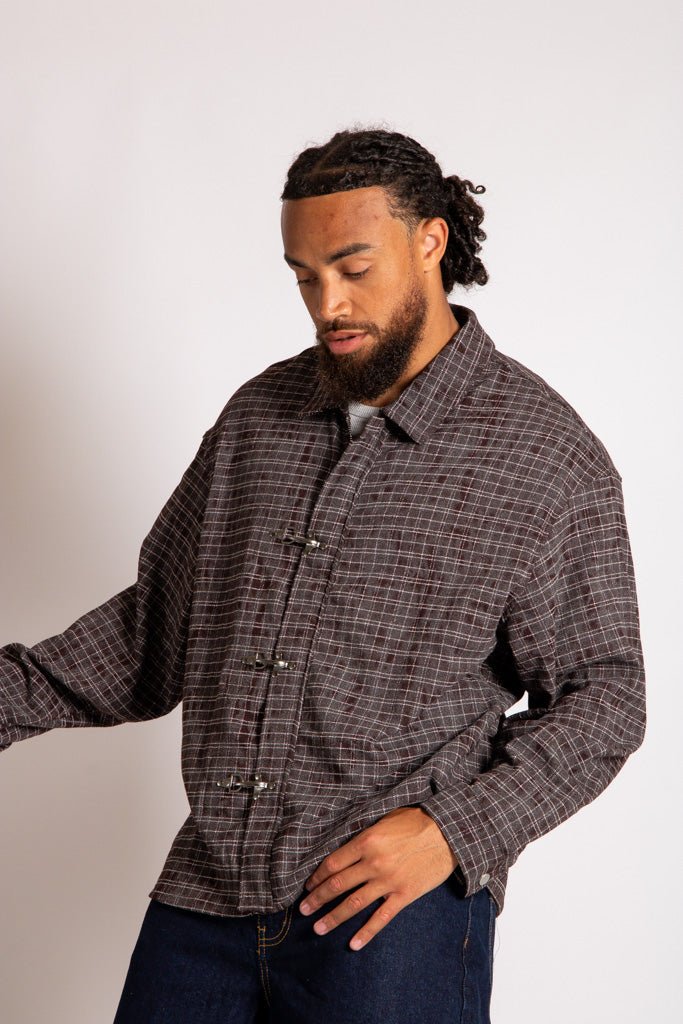 Fireman Buckle Flannel Shirt In Brown - Liquor n Poker