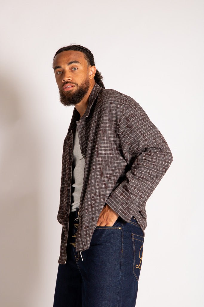 Fireman Buckle Flannel Shirt In Brown - Liquor n Poker