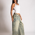 Fireman Clasp Detail Horseshoe Jean in Sand Wash - Liquor n Poker