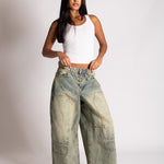 Fireman Clasp Detail Horseshoe Jean in Sand Wash - Liquor n Poker