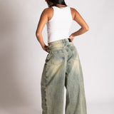 Fireman Clasp Detail Horseshoe Jean in Sand Wash - Liquor n Poker