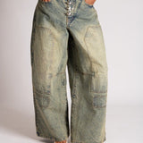 Fireman Clasp Detail Horseshoe Jean in Sand Wash - Liquor n Poker