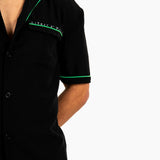 Forbidden Fruits' Back Printed Revere Collar Black Shirt - Liquor n Poker