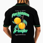 Forbidden Fruits' Back Printed Revere Collar Black Shirt - Liquor n Poker