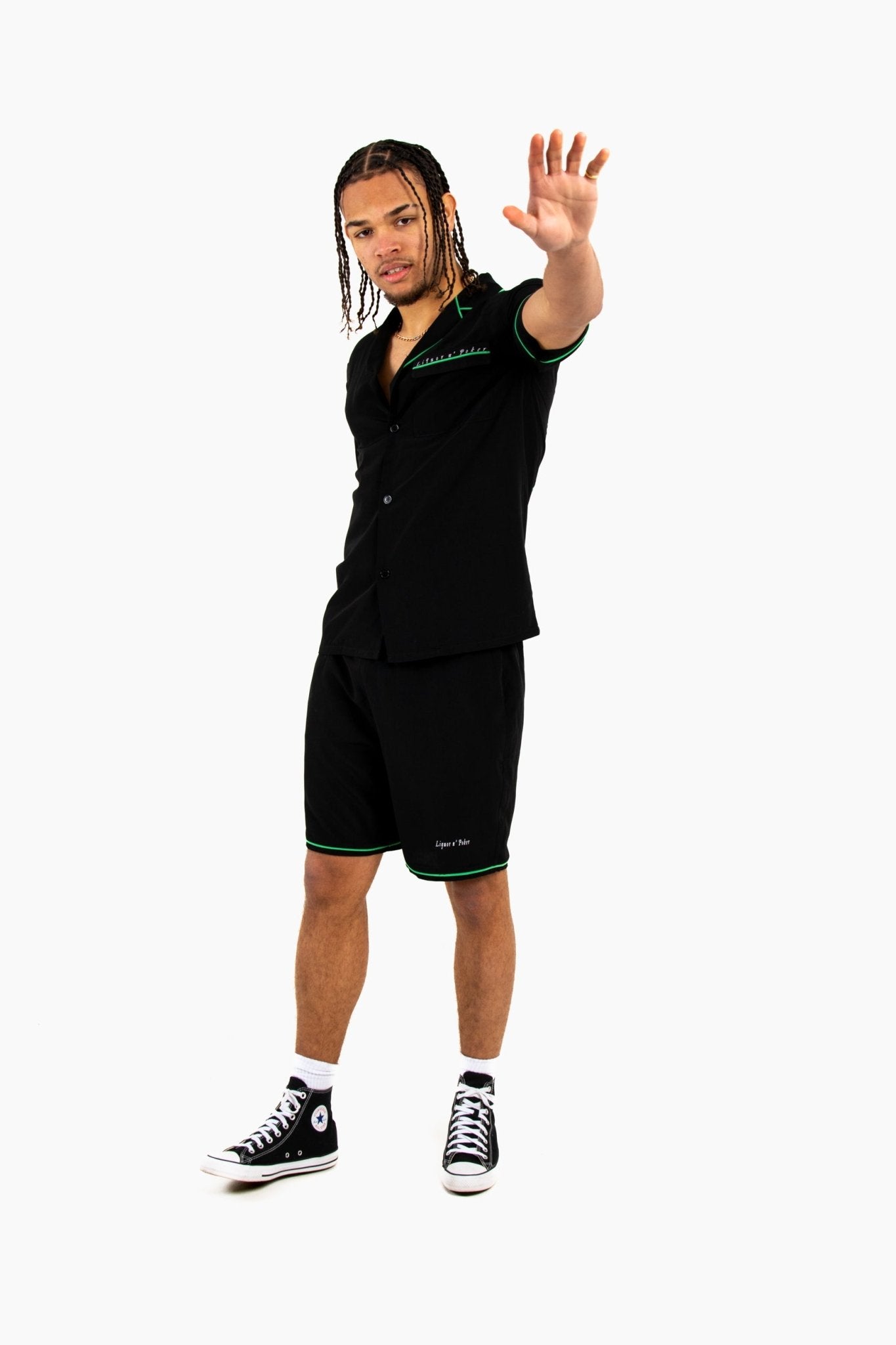 Forbidden Fruits' Back Printed Revere Collar Black Shirt - Liquor n Poker