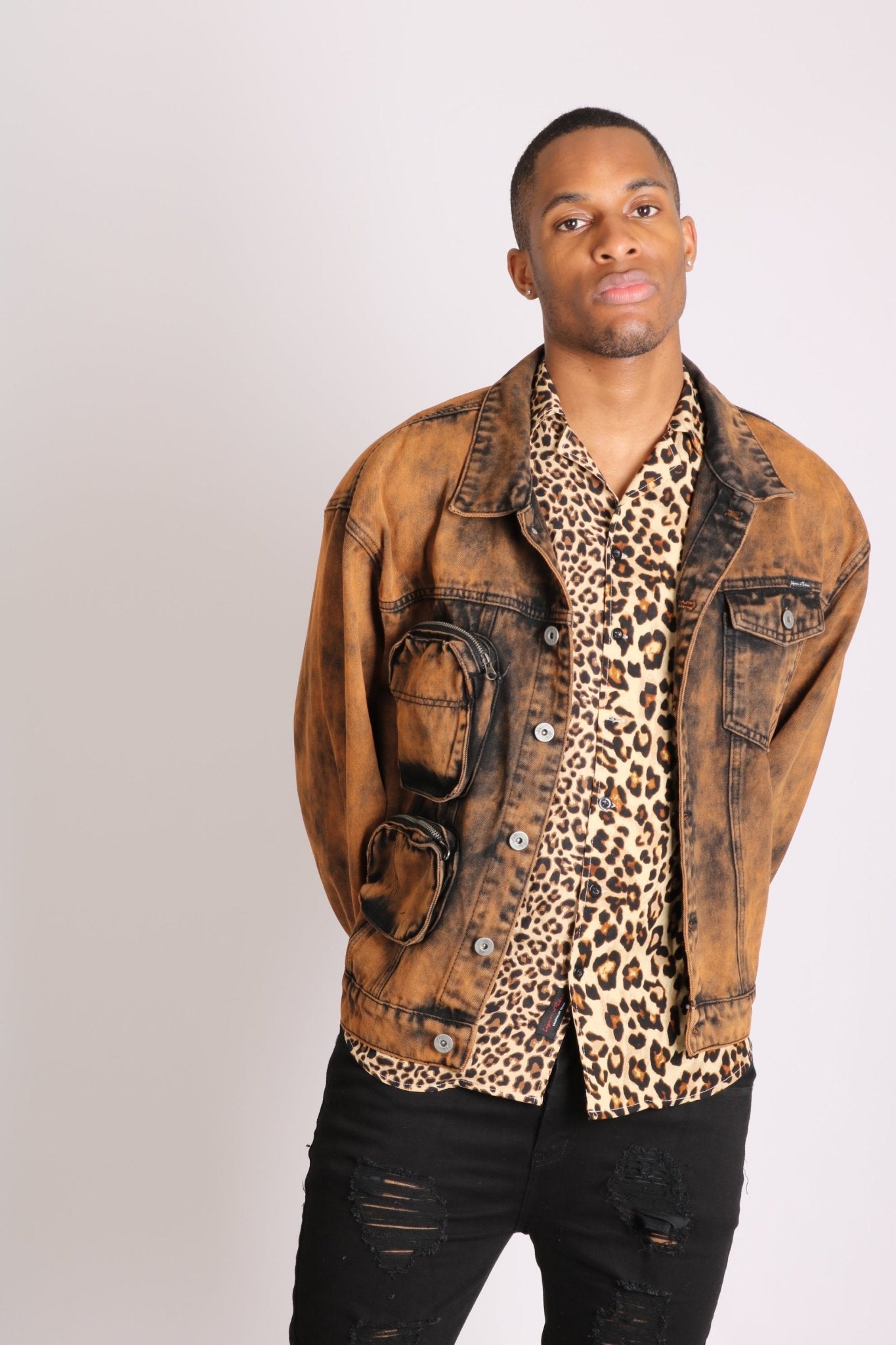 Fort Burnt Orange Oversized Utility Denim Jacket - Liquor n Poker