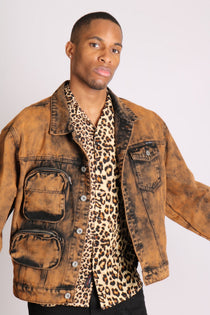 Fort Burnt Orange Oversized Utility Denim Jacket - Liquor n Poker