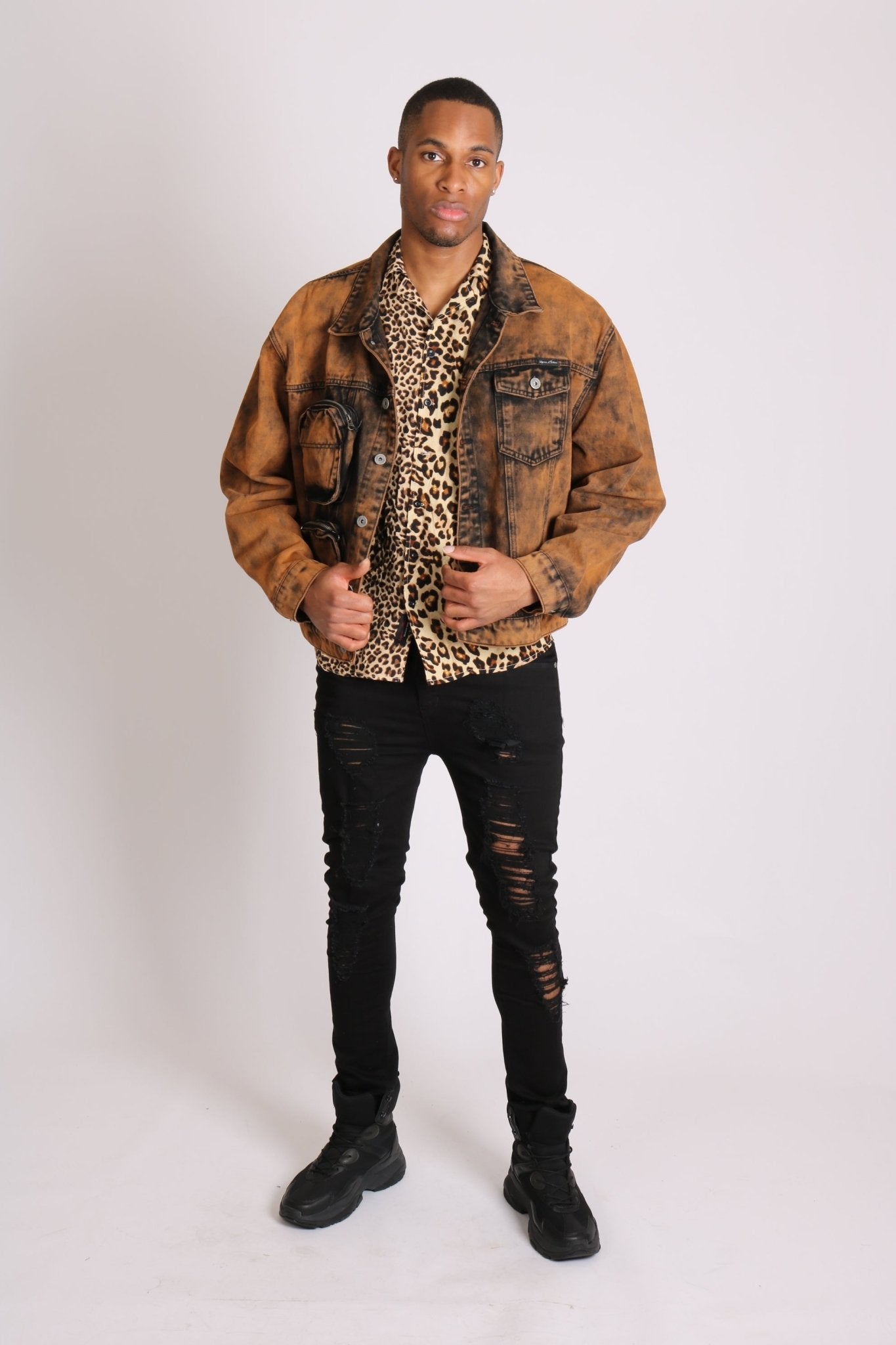 Fort Burnt Orange Oversized Utility Denim Jacket - Liquor n Poker