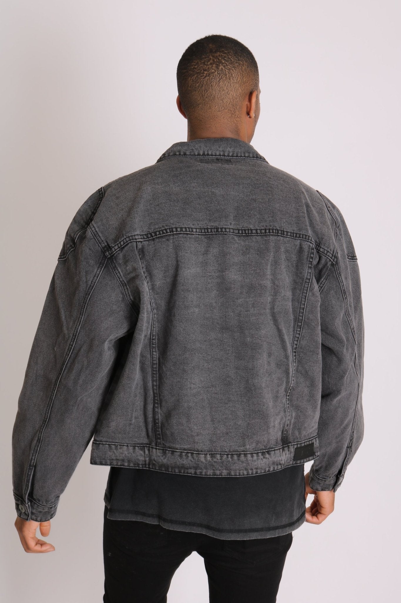 Fort Oversized Utility Pocket Denim Jacket In Washed Grey - Liquor n Poker
