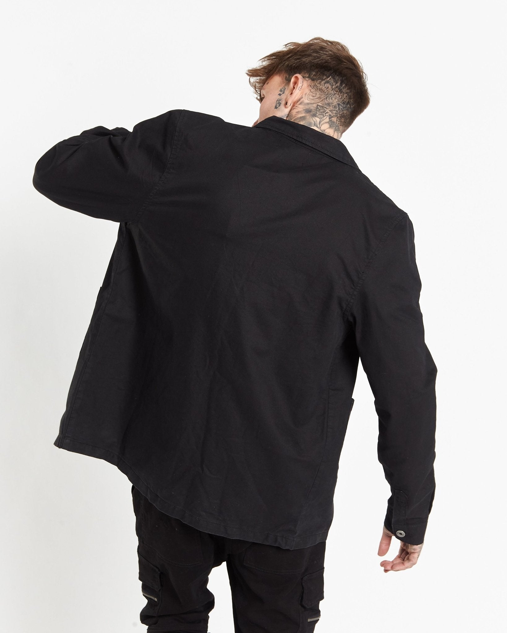 Fort Utility Black Twill Denim Shirt - Liquor n Poker