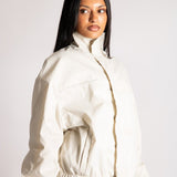 Funnel Neck Zip-Up Jacket in White Check - Liquor n Poker