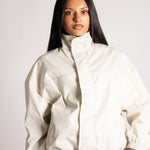 Funnel Neck Zip-Up Jacket in White Check - Liquor n Poker