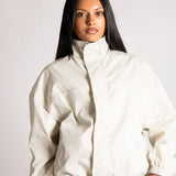 Funnel Neck Zip-Up Jacket in White Check - Liquor n Poker
