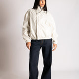 Funnel Neck Zip-Up Jacket in White Check - Liquor n Poker
