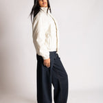 Funnel Neck Zip-Up Jacket in White Check - Liquor n Poker