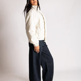 Funnel Neck Zip-Up Jacket in White Check - Liquor n Poker