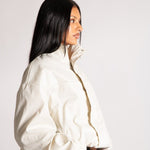 Funnel Neck Zip-Up Jacket in White Check - Liquor n Poker
